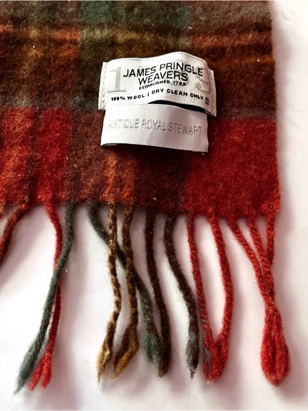 James Pringle Antique Royal Stewart Tartan Wool Scarf